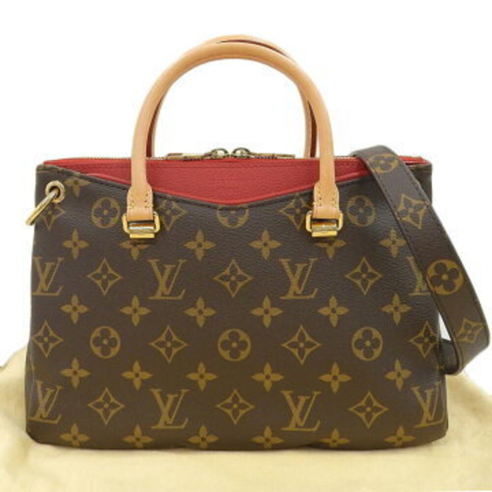 Louis Vuitton Monogram Pallas Handbag Shoulder Bag Cerise Red